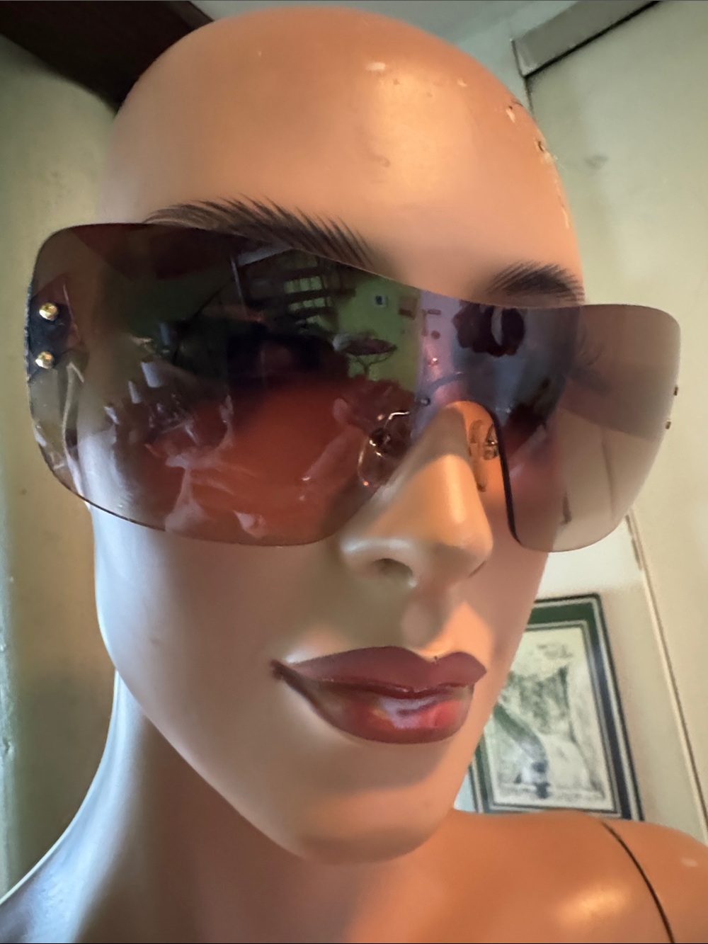 Tory Burch Brown Gradient Shield Sunglasses with Gold Case